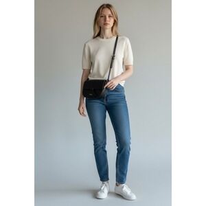 Kate Spade New York Leather Crossbody Bag Black Pebble Grain Flap Saddle